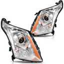DWVO Headlights Assembly Compatible with 2010 2011 2012 2013 2014 2015 2016 Cadillac SRX 10 11 12 13 14 15 16 OE Projector Headlamp (Driver&Passenger Side) (Pair - Chrome/Amber/Clear)