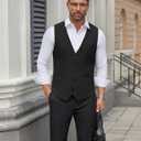 COOFANDY Men's Business Suit Vests Slim Fit Formal Dress Waistcoat Groomsman Vest For Wedding (Black)