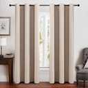 MIULEE Linen Texture Curtains Soild 100% Blackout Thermal Insulated Natural Beige Grommet Room Darkening Curtains & Drapes for Living Room Bedroom Nursery 42 x 90 (2 Panels)