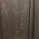 LINSY Round Fluted Nightstand, Mid Century Modern Tall Side Table with Storage, End Table with Sliding Tambour Doors, Adjustable Shelf, Small Wood Bedside Table for Bedroom, Walnut