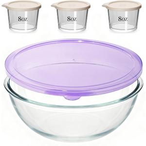 6QT Extra Large Glass Mixing Bowls Clear Glass Salad Cooking Bowls for Kitchen Salad Bread Storage with 8oz Small Bowls,Ideal for Kitchen Storage