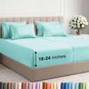 Extra Deep Split King Sheet Set - 7 Piece Breathable and Cooling Sheets - Hotel Luxury Bedding for Women, Men, Kids & Teens - Easy & Secure Fit - Soft and Wrinkle Free - Extra Deep Pockets - Spa Blue