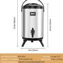 3.2 Gal/12L Non-Electric Insulated Beverage Dispenser, Stainless Steel Thermal Drink Server with Spigot & Temp Display, Hot & Cold Drink Dispenser for Cafes, Restaurants, Parties, Silver (EXP 01/03/27)