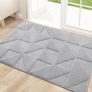 OLANLY Door Mats Indoor, Non-Slip, Absorbent, Dirt Resist, Entrance Washable Mat, Low-Profile Inside Entry Doormat for Entryway (32x20 inches, Grey) (1'8" x 2'8", Grey)