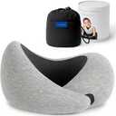 Ostrichpillow Go Neck Pillow, Travel Pillows for Airplanes, Premium Memory Foam Travel Pillow, 360 Ergonomic Design, Asymmetrical Sides, Travel Bag Included, Washable Modal Cover (Onesize, Midnight Gray)