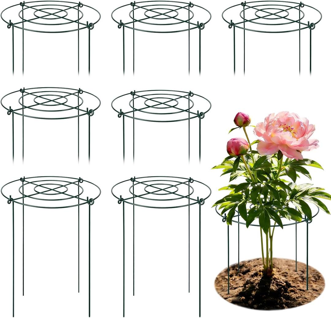 Peony Cages and Supports 8 Pack, 11.5 x 20 Inch Heavy Duty Plant Support Cage Set for Peonies, Roses & Tomatoes – Garden Stakes & Plant Cages for Outdoor Plants (8 Pack, 11.5 x 20 Inch)