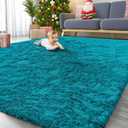 OLANLY 9x12 Machine Washable Large Area Rugs for Living Room, Bedroom, Soft Fluffy Shaggy Bedside Rug, Indoor Floor Carpet for Kids Girls and Boys, Dorms, Nursery, Home Decor Aesthetic, Teal
