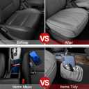 BEITK 2 Pack Leather Front Car Seat Cover Bottom Car Seat, Universal Anti-Slip Driver Car Seat Protectors with Storage Pocket, Waterproof Bottom Auto Seat Cushion Pad Mat for Most Vehicles(Gray)