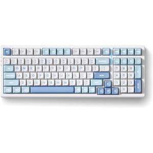G98 PRO Wireless Gaming Keyboard, Tri-Mode Connection Mechanical Keyboard, Hot Swappable Custom Gasket Structure, Pre-lubed Linear Switches, Double Shot PBT Keycaps, RGB LED Backlit, Blue&White