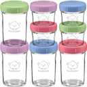 KeaBabies 4pk 8oz & 4pk 4oz Glass Baby Food Containers with Lids - Leak-Proof, Microwavable Small Glass Jars, Baby Purees & Toddler Snack Storage Containers, BPA-Free, Dishwasher & Freezer Safe (Nord)