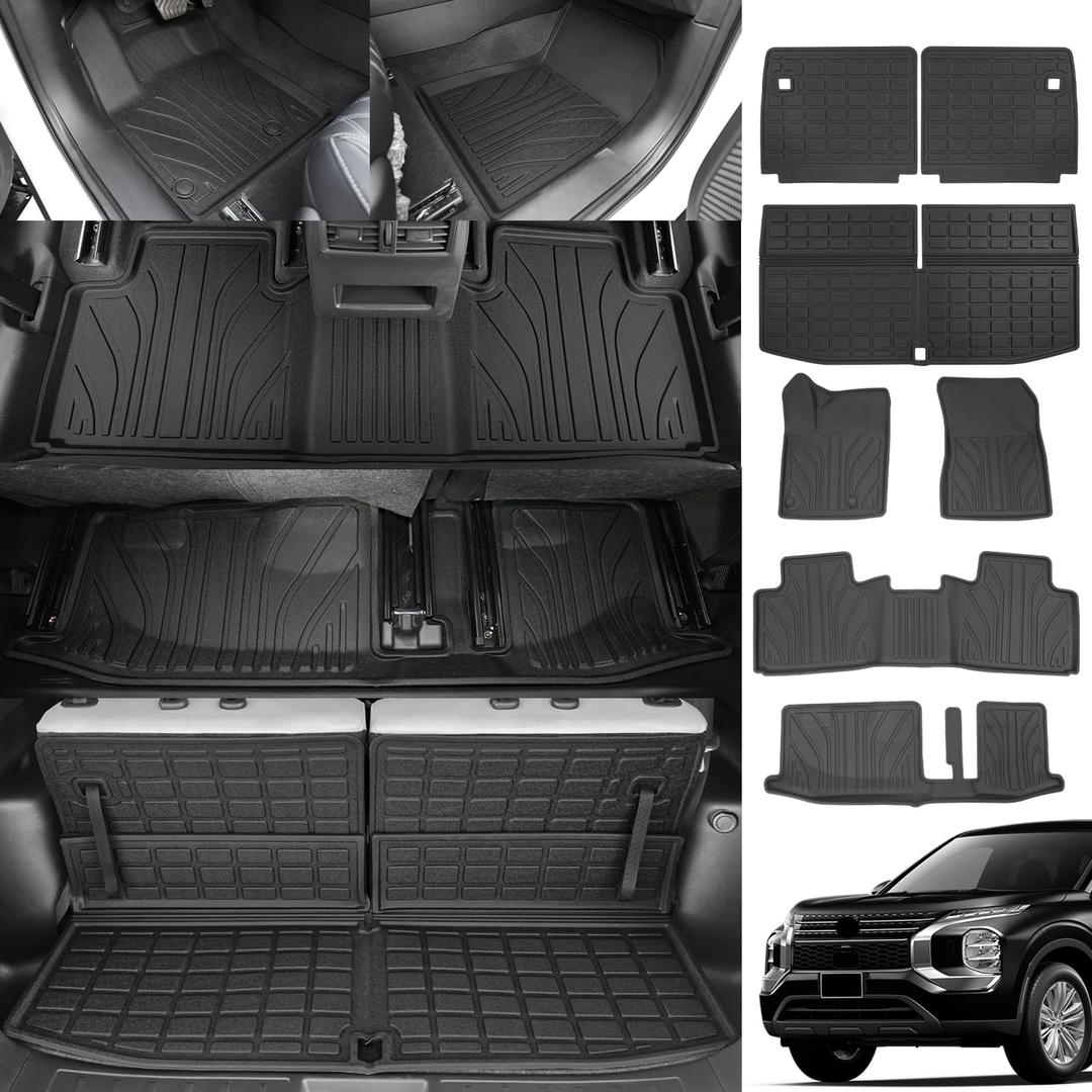 powoq 7-Seat Floor Mat Compatible with 2022-2025 Mitsubishi Outlander Trunk Mat Cargo Liner Replacement for 2022-2025 Mitsubishi Outlander Accessories(Trunk Mat+Backrest Mat+7-Seat Floor Mat) powoq 7-Seat Floor Mat Compatible with 2022-2025 Mitsubishi Outlander Trunk Mat Cargo Liner Replacement for 2022-2025 Mitsubishi Outlander Accessories(Trunk Mat+Backrest Mat+7-Seat Floor Mat)