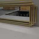 Modern Rectangle Mirror, 42"x16" Geometric Art Deco Mirror with Metal Frame, Gold Elegant Mirrors for Living Room Bedroom Bathroom Entryway Hallway, Hangs Vertically or Horizontally