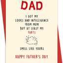 4 Funny Fathers Day Gift Card from Daughter or Son, Humorous Father's Day Card Gift for Dad, Fathers Day Decorations for Dad from Daughter Son Kids