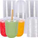 17 oz Disposable Clear Plastic Cups With Flat Lids Perfect for Cold Drinks Coffee Smoothie Dessert Cups 50 Pack (EXP 12/31/56)