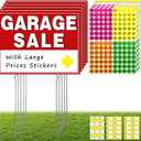 Garage Sale Kit (10 Pcs), 5 Pack Garage Sale Signs with Metal Stakes, 5 Pack Yard Sales Price Stickers, Directional Arrows Sign, Yard Sales Supplies, Double Sided, Weatherproof, Large Price Tags