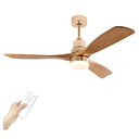 Modern Indoor Ceiling Fan with Light Remote Control,3 Solid Wood Blades,6 Speed DC Motor,22W Dual Color LED, Outdoor Ceiling Fan Chandelier for Living Room,Bedroom,Patio,Dining Room (Rose Gold 48inch)