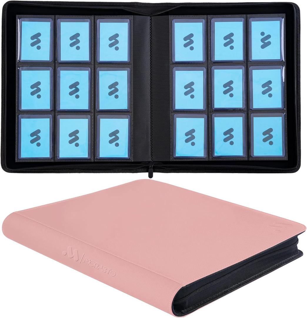 Top Loader Binder, Holds 324 Top Loaders,9 Pocket Top Loader Binders for 3" x 5" Rigid Cards,Top Loader Card Binder for Hard Plastic Top Loaders -Pink