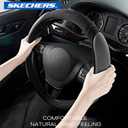 Skechers Steering Wheel Cover,14.5-15 Inch Universal Memory Foam Car Steering Wheel Covers Breathable Anti-Slip Steering Wheels Accessories for Men Women (Black & Grey)