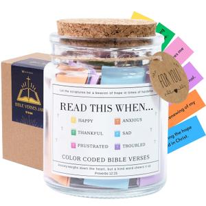 Bible Verse Jar, Fathers Day Gifts From Daughter, Wife, Son, Birthday Gifts For Women, Christian Gifts For Women, Men, Graduation Gifts For Her, Christian Gifts For Dad