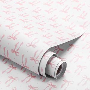 Drydiet Pink Bow Wallpaper Peel and Stick Contact Paper 23.6 x 196.9