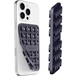 Anteel Double-Sided Silicone Suction Phone Case Mount, Enhanced Suction Cup Power and Thickened Grip for Selfies and Videos, Durable, Hands-Free Non Slip Accessories, 2.36"x3.66" (Black)