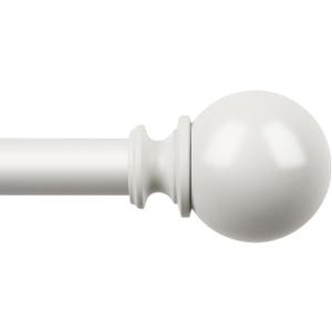 KAMANINA Curtain Rod 32 to 58 Inches (2.6-4.8ft), White Curtain Rods for Windows, 7/8 Inch Adjustable Modern Drapery Rod with Round Finials