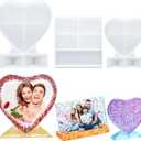 Patelai 3 Pieces Resin Photo Frame Molds Heart Rectangle Shape Silicone Picture Mold for Casting, DIY Personalized Epoxy Photo Frame Shape for Crafts Table Home Decoration