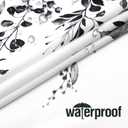Gibelle Long Shower Curtain 72 x 78, Black and White Floral Shower Curtain, Watercolor Plant Eucalyptus Leaves Fabric Shower Curtain Set