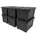 IRIS USA 20 Gallon Lockable Storage Bins with Lids, 6 Pack - Made in USA, Heavy Duty, Stackable Containers, Garage Organizing Bins Moving Tubs, Rugged Sturdy Equipment Utility Box - Black