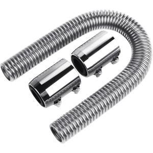 24" Stainless Steel Radiator Hose Flexible Coolant Water HoseUniversal Adapter Coolant Radiator Hose Kit With Chrome Caps