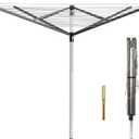 JS Hanger Clothesline Outdoor Rotary Dryer, 4 Arms Foldable Heavy Duty Height Adjustable Clothes Drying Rack, 196FT Drying Space, Hang Wet or Dry Laundry