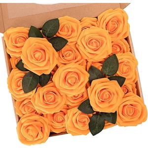 Artificial Flowers Fall Fake Foam Roses with Stems Decorations,25Pcs-Orange
Real Touch Fake Roses for DIY Wedding Bridesmaid Bridal Bouquets Party Tables Baby Shower Home Cake Arrangement Decorations