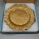 MAONAME Round 13" Gold Charger Plates, Set of 6, Reef Plate Chargers for Dinner Plates, Plastic Table Chargers for Wedding, Thanksgiving, Christmas