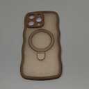 Magnetic for iPhone 16 Pro Case with Ring Stand,[Compatible with Magsafe] Curly Wave Frame Phone Case Translucent Matte TPU Bumper Shockproof Protective Cover for iPhone 16 Pro,Desert Titanium