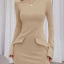 PRETTYGARDEN Womens Fall Long Sleeve Mini Dress 2025 Trendy Boat Neck Bodycon Knit Elegant Short Party Formal Dresses (XXL)