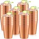 Tanlade 36 Pcs Anodized Hammered Copper Tumbler 14 oz Aluminum Iced Coffee Cold Drink Cup Stackable Copper Cups Mirror Finish Metal Mugs for Drinking Adults Travel Everyday Use (Gold)