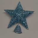 Fovths Christmas Tree Topper 8 Inches Metal Glittered Christmas Tree Topper Wire Star Treetop Sparkle Xmas Decoration for Christmas Tree Ornament Indoor New Year Holiday Party Supplies (Blue)