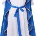 Colorful House Women Virgin Mary Religious Costume Saint Mary Adult Cosplay Biblical Robe (Small, Blue/White)