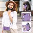 Asuwish Phone Case for Google Pixel 4 XL Zipper Wallet Detachable Cell Cover with Tempered Glass Screen Protector Crossbody Strap Flower Card Holder Slot Pixle 4XL Pixel4XL 4LX LX Women Girls Purple