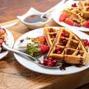 Moss & Stone Belgian Waffle Maker, Electric Flip Waffle Machine with Adjustable Temperature Control, Non-Stick Grids for Smooth Release, Compact 8-Inch Round Waffle Maker, Black