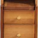 latifolia Solid Wood Nightstand, 2-Drawer Small Nightstand, Narrow Bedside Table with Shelf Storage(Walnut, 9.84''W)