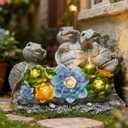 everby-yh Garden Turtles Statues Outdoor Decor Solar Powered LED Lighted Turtle Sculpture Lawn Decorations for Patio,Balcony,Yard Ornament,Gifts for Mom