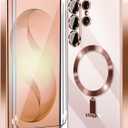 Magnetic Glossy Case for Samsung Galaxy S26 Ultra, S26 Ultra Phone Case Clear Luxury with Screen Protector X2 & Camera Protector [Compatible with MagSafe],Cover for Samsung S 26 Ultra-Rose Gold