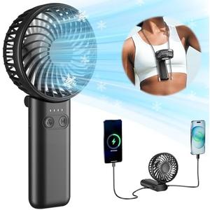 HandFan 5200mAh Upgraded Handheld Fan, 5 Speeds Strong Airflow Hand Fan [27 Working Hours], 180° Foldable Compact Design Personal Fan Handheld with Lanyard for Travel/Disney/Concerts/Women(Black)