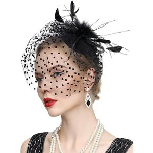 Cizoe Fascinator Hats for Women 20s 50s Vintage Pillbox Hat Kentucky Derby Fascinators Flower Veil Wedding Tea Party Hat
