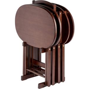 Winsome Nathan Snack Table Set with Stand, for Living Room, 26", Cappuccino, Set of 4 Tables