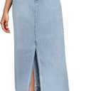 Hybrid & Company Women's Long Denim Skirt – Stretch Jean Skirt for Office and Casual Wear LSKS22883 Light WASH 8