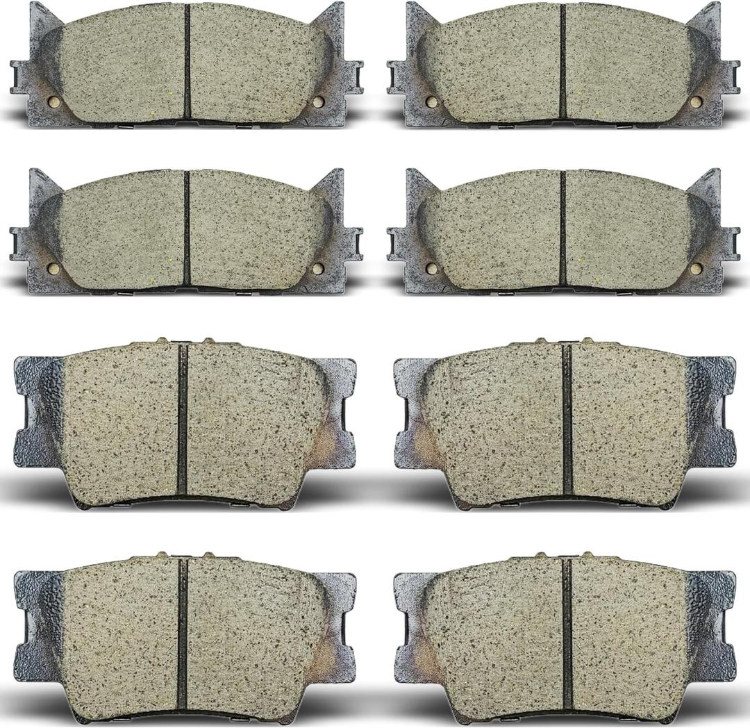 Front & Rear Brake Pads Compatible with 2007-2017 Toyota Camry, 2008-2018 Toyota Avalon, 2007-2018 Lexus ES350, 2013-2018 Lexus ES300h Ceramic Brake Pads