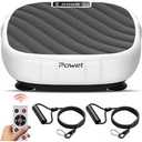 POWET Vibration Plate Exercise Machine, Whole Body Workout Vibration Plate for Lymphatic Drainage with 5 Setting Modes, 99 Speed Levels for Weight Loss, Shaping, Toning-Black