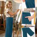 3 Pack Girls Wide Leg Sweatpants Kids Lightweight Joggers Open Bottom Baggy Pants Athletic with Pockets (11-12 Years, Black, Dark Heather Gray, Lake Blue)